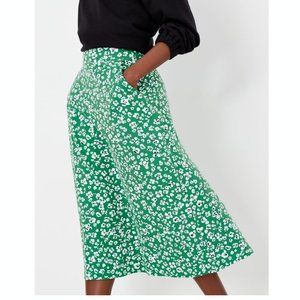 Joules Eden Green Leopard Print Jersey Midi Skirt 6 US New